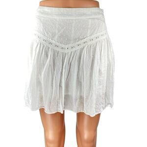 Lulus Women's White Swiss Dot Lace Ruffle Zipper Mini A-Line Flared Skirt Size S